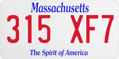 MA license plate 315XF7