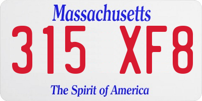 MA license plate 315XF8