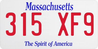 MA license plate 315XF9