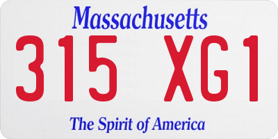 MA license plate 315XG1