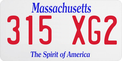 MA license plate 315XG2