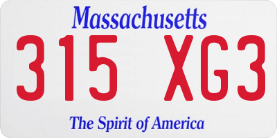 MA license plate 315XG3