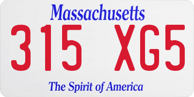 MA license plate 315XG5