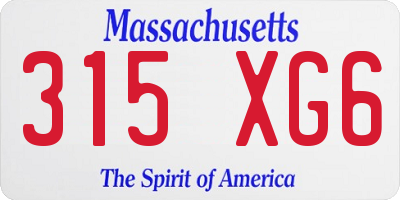 MA license plate 315XG6