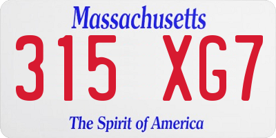 MA license plate 315XG7