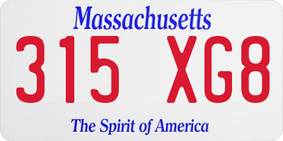 MA license plate 315XG8