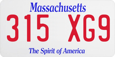 MA license plate 315XG9
