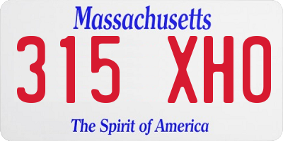 MA license plate 315XH0
