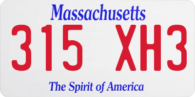MA license plate 315XH3
