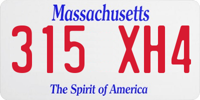 MA license plate 315XH4