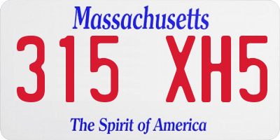 MA license plate 315XH5