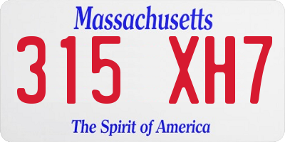 MA license plate 315XH7