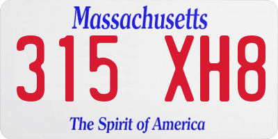 MA license plate 315XH8