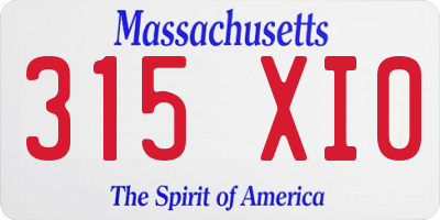 MA license plate 315XI0