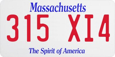 MA license plate 315XI4