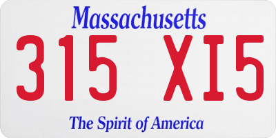 MA license plate 315XI5