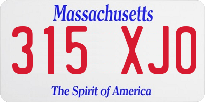 MA license plate 315XJ0