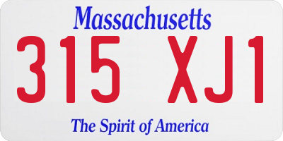 MA license plate 315XJ1