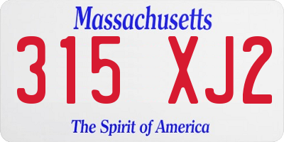 MA license plate 315XJ2
