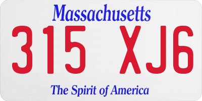 MA license plate 315XJ6