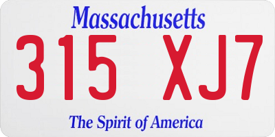 MA license plate 315XJ7