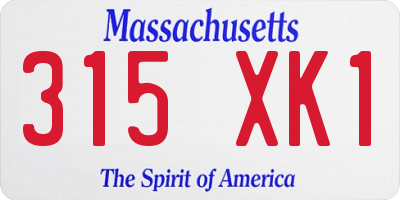 MA license plate 315XK1