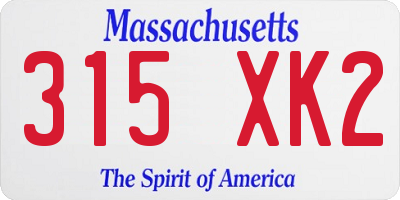 MA license plate 315XK2