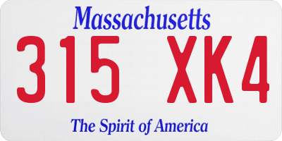 MA license plate 315XK4