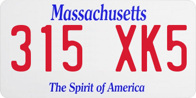 MA license plate 315XK5