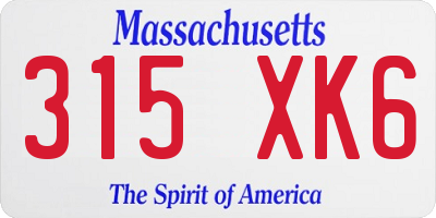 MA license plate 315XK6