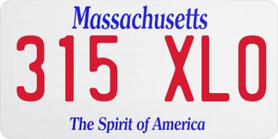 MA license plate 315XL0
