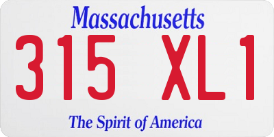 MA license plate 315XL1