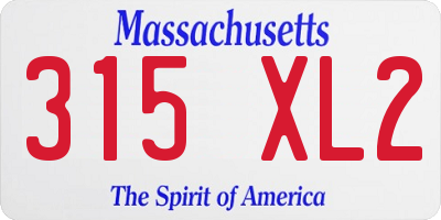 MA license plate 315XL2