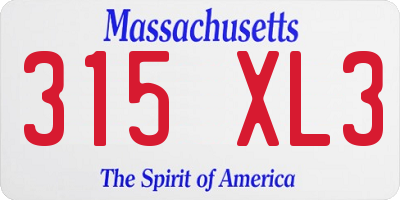 MA license plate 315XL3
