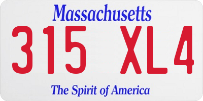 MA license plate 315XL4