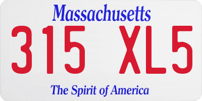 MA license plate 315XL5