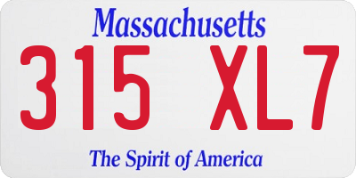 MA license plate 315XL7