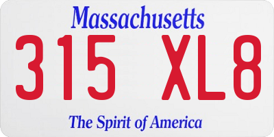 MA license plate 315XL8