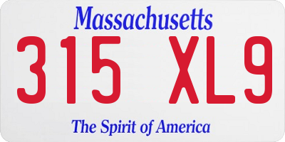 MA license plate 315XL9