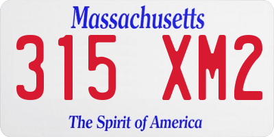 MA license plate 315XM2