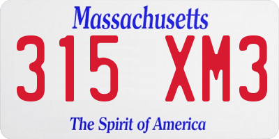 MA license plate 315XM3