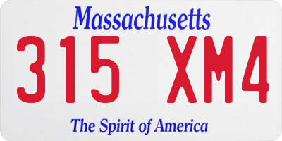 MA license plate 315XM4