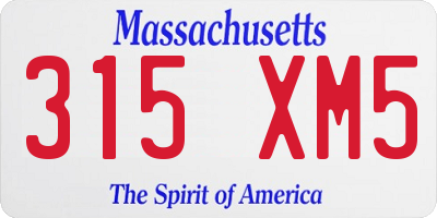 MA license plate 315XM5