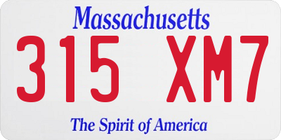MA license plate 315XM7