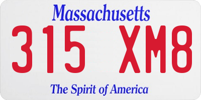 MA license plate 315XM8