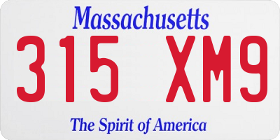 MA license plate 315XM9
