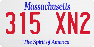MA license plate 315XN2