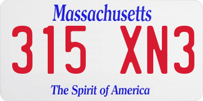 MA license plate 315XN3