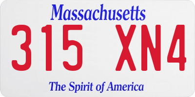 MA license plate 315XN4