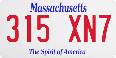 MA license plate 315XN7